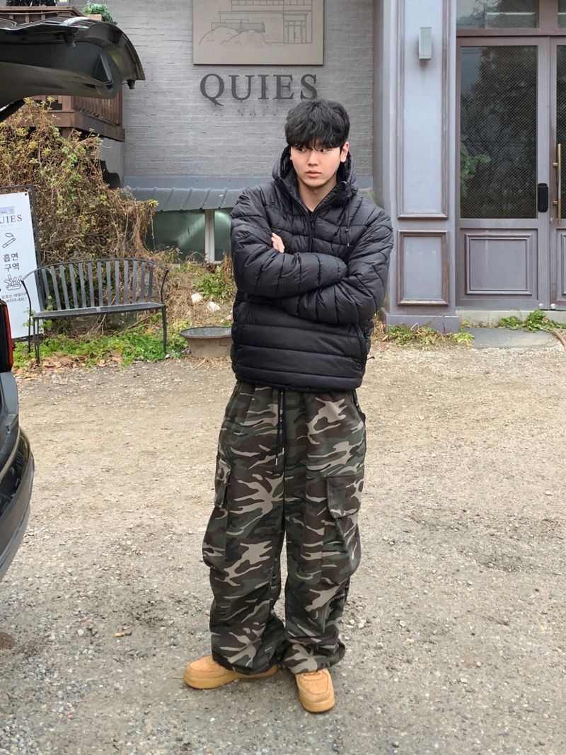 Brushed) Military cargo sweatpants