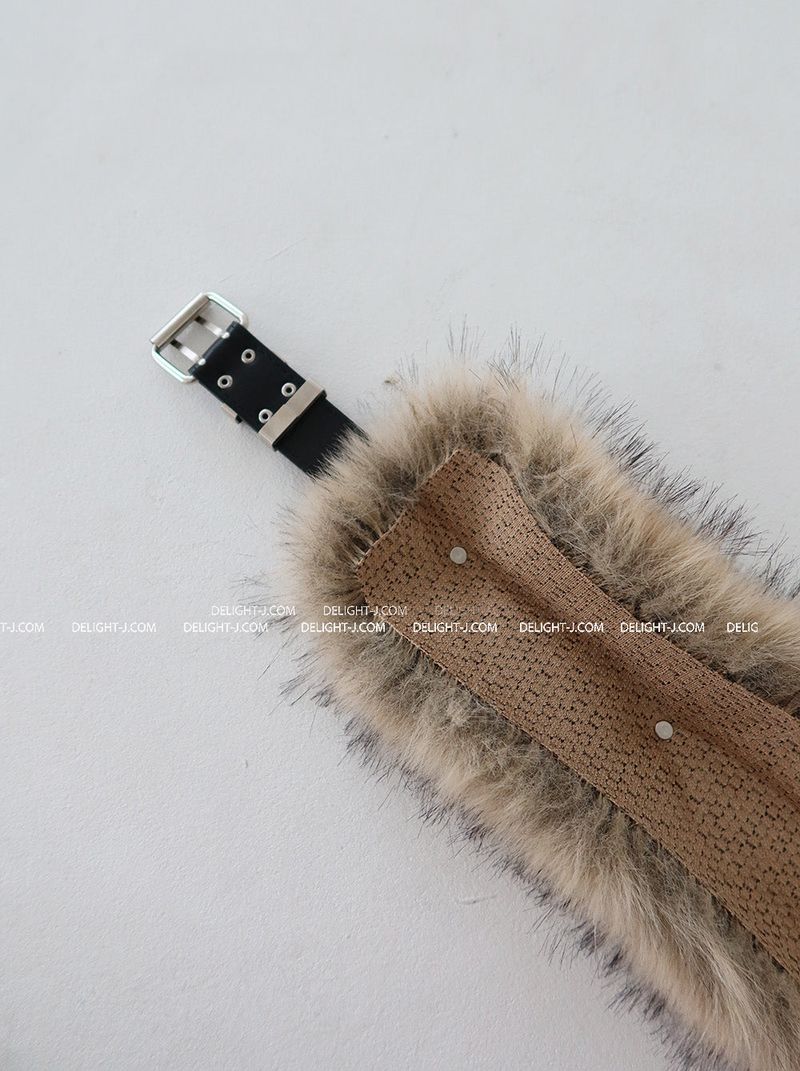 Punching mink fur layered belt