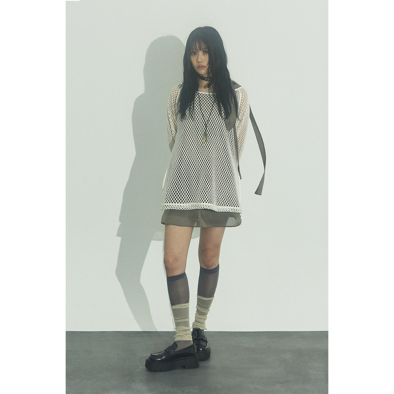 RIBBON MINI DRESS: KHAKI
