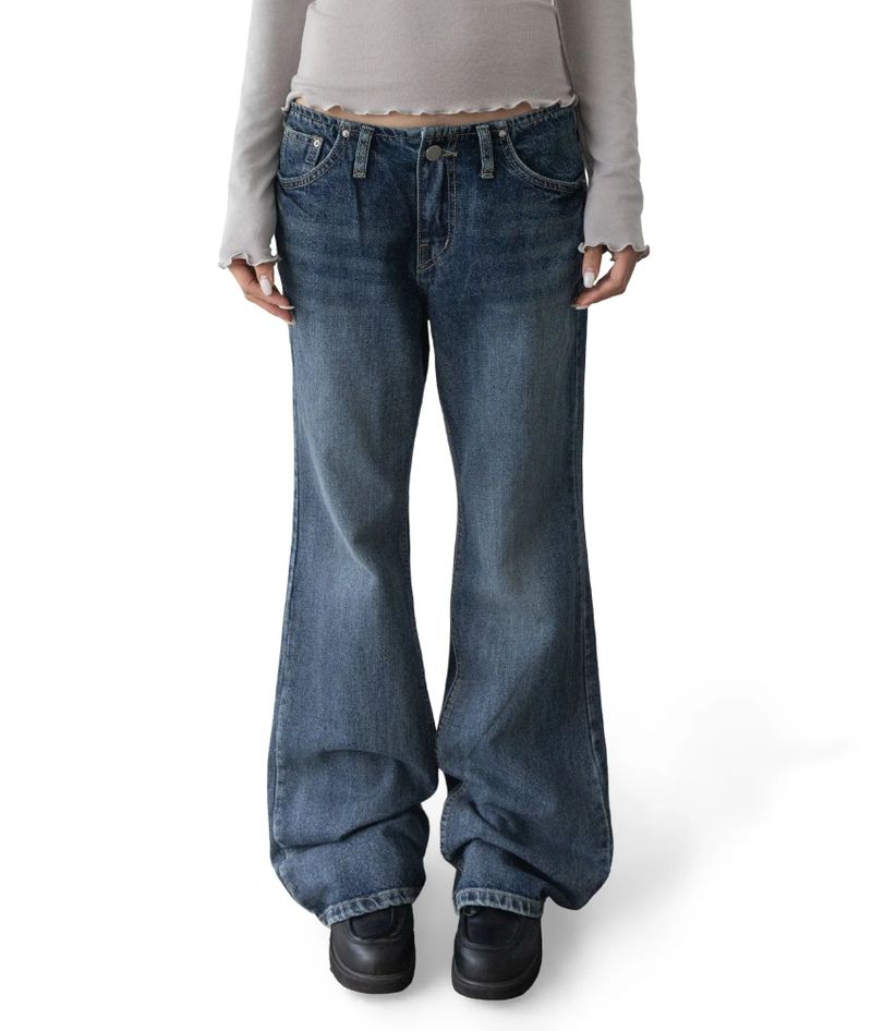 Aki Non-Stretch Low-Rise Flare Denim