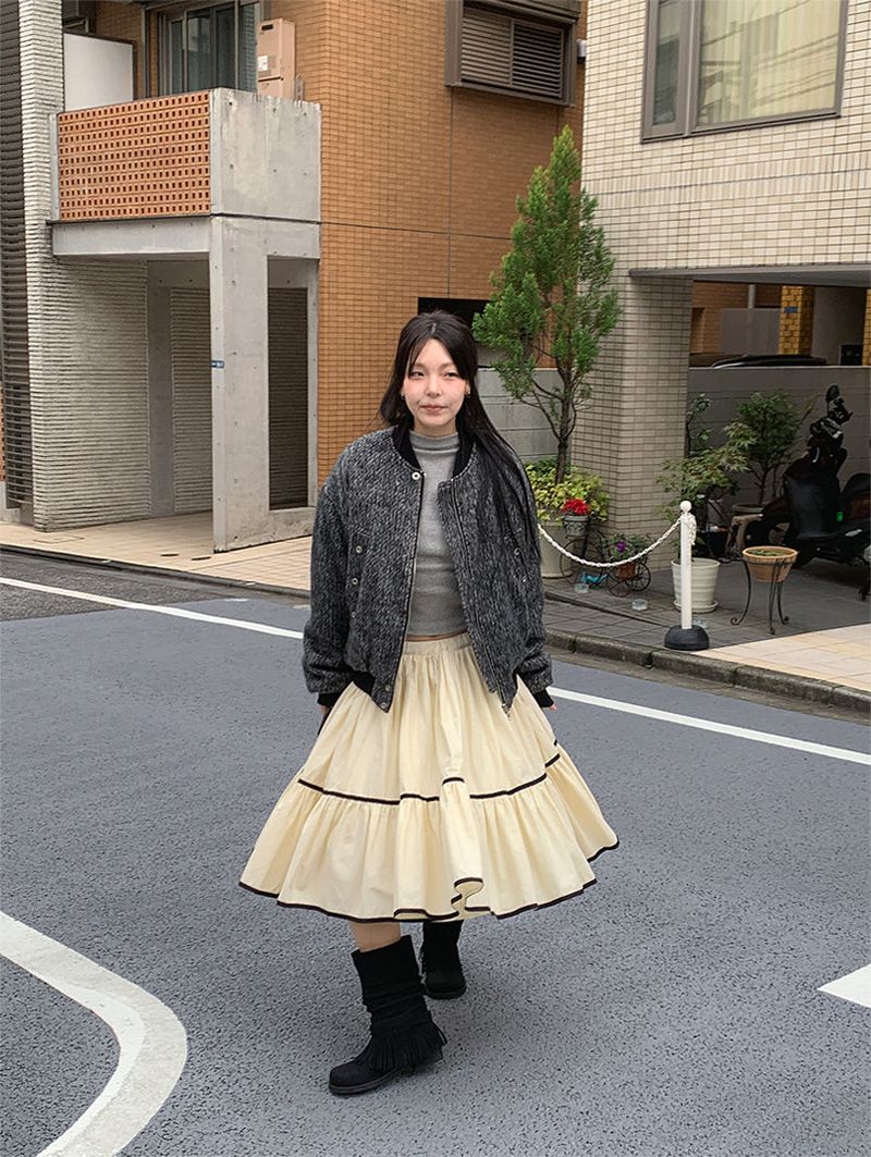 TAPE FLARE RIBBON SKIRT (2C)