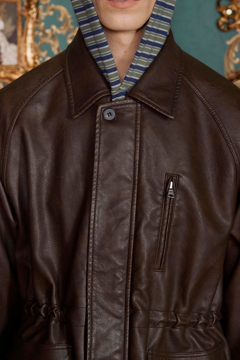 WASHED LEATHER FIELD JACKET / BROWN