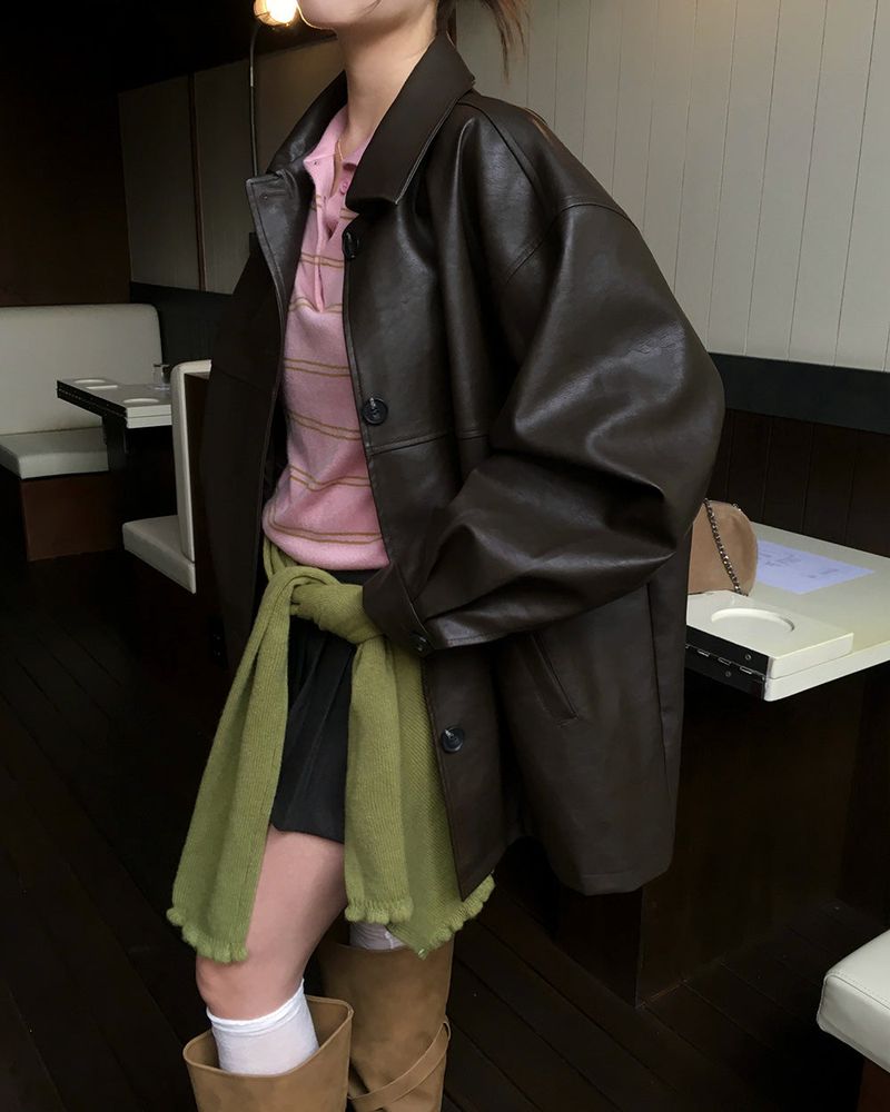 Our Leather Middle Jacket