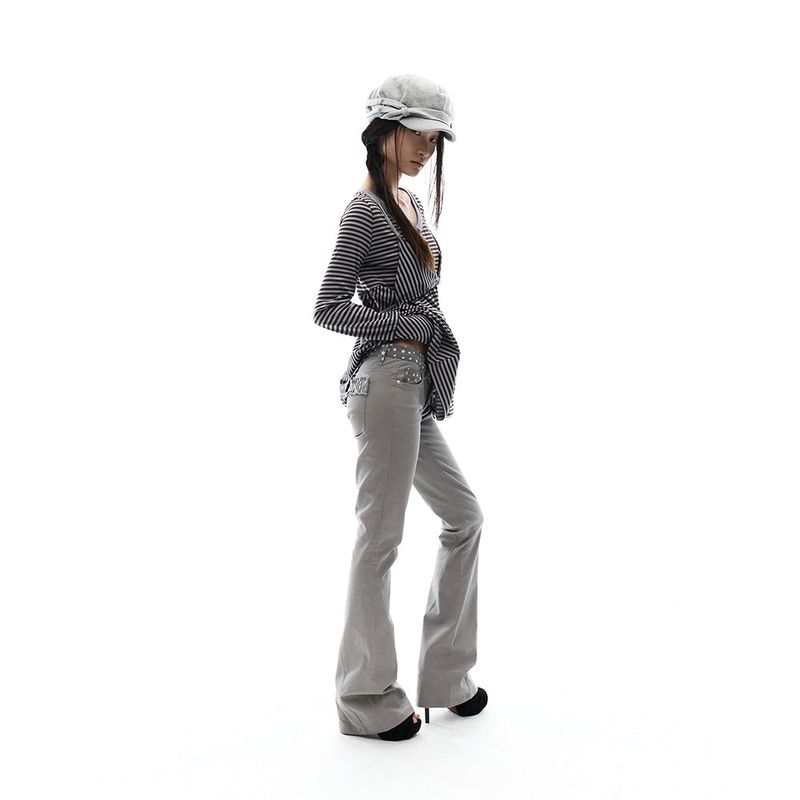 ojos（オホス）の「Star Trim Bootcut Trousers / Grey（Pants）」