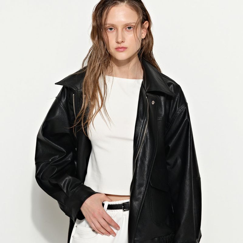 Brighten（ブライトン）の「Oversized Leather Jacket Black（Jackets/Outerwear）」