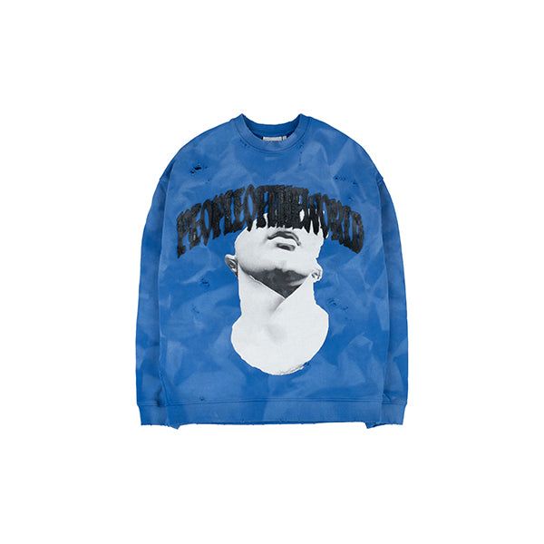 PEOPLEOFTHEWORLD（ピープルオブザワールド）の「Damage Over Sweat Shirt (BLUE)（Tops）」