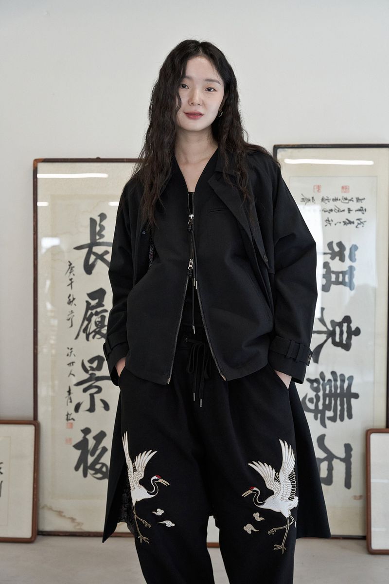 CRANE EMB. H-T SWEAT PANTS (Black)