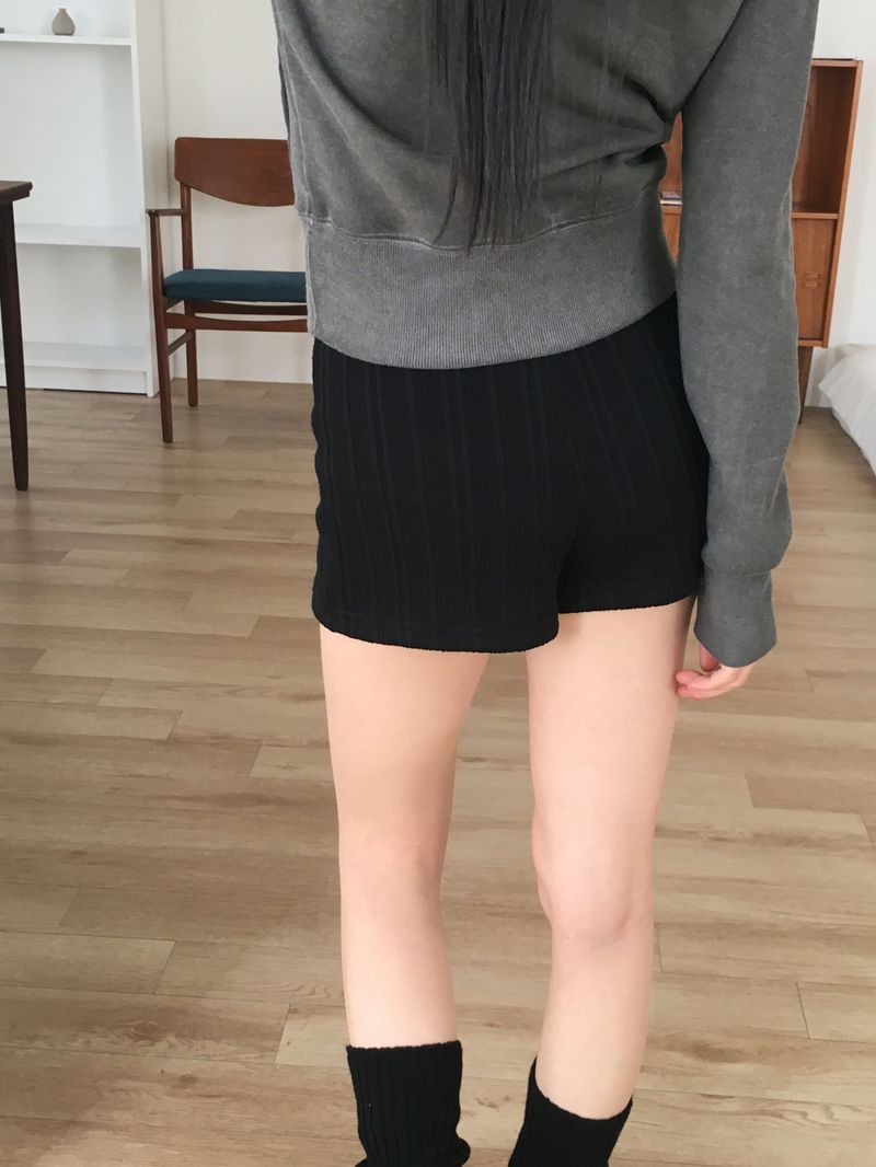 [Brushed lining] syoota ribbed short knit pants