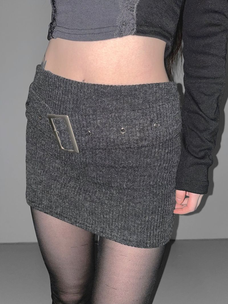 cream belt knit skirt(2 color)