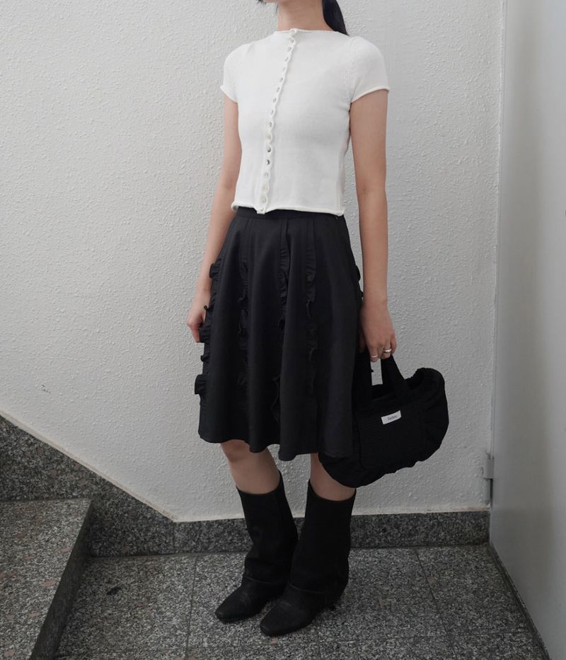  [fiebre] ruffles midi skirt 