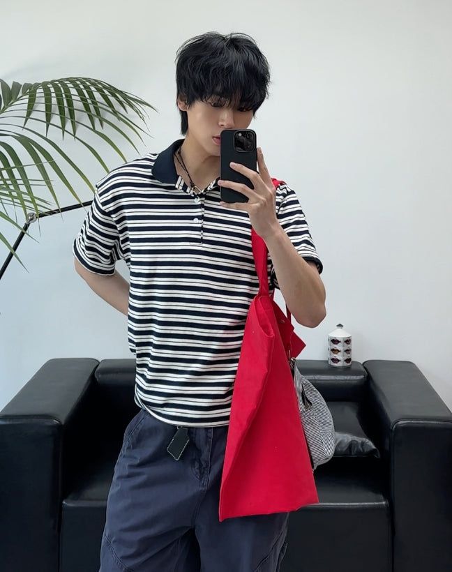 Terran Stripe Crop Collar Tee