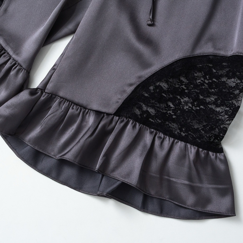 silky frill bermuda pants