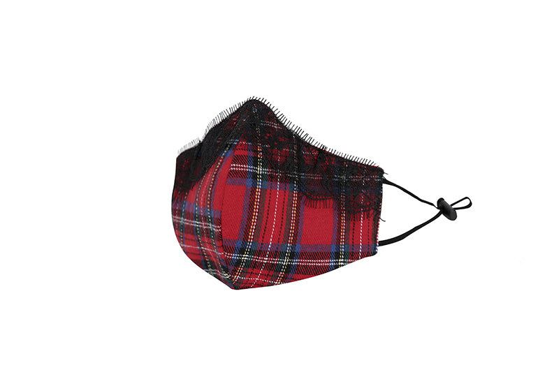 1 2 tartan check lace mask