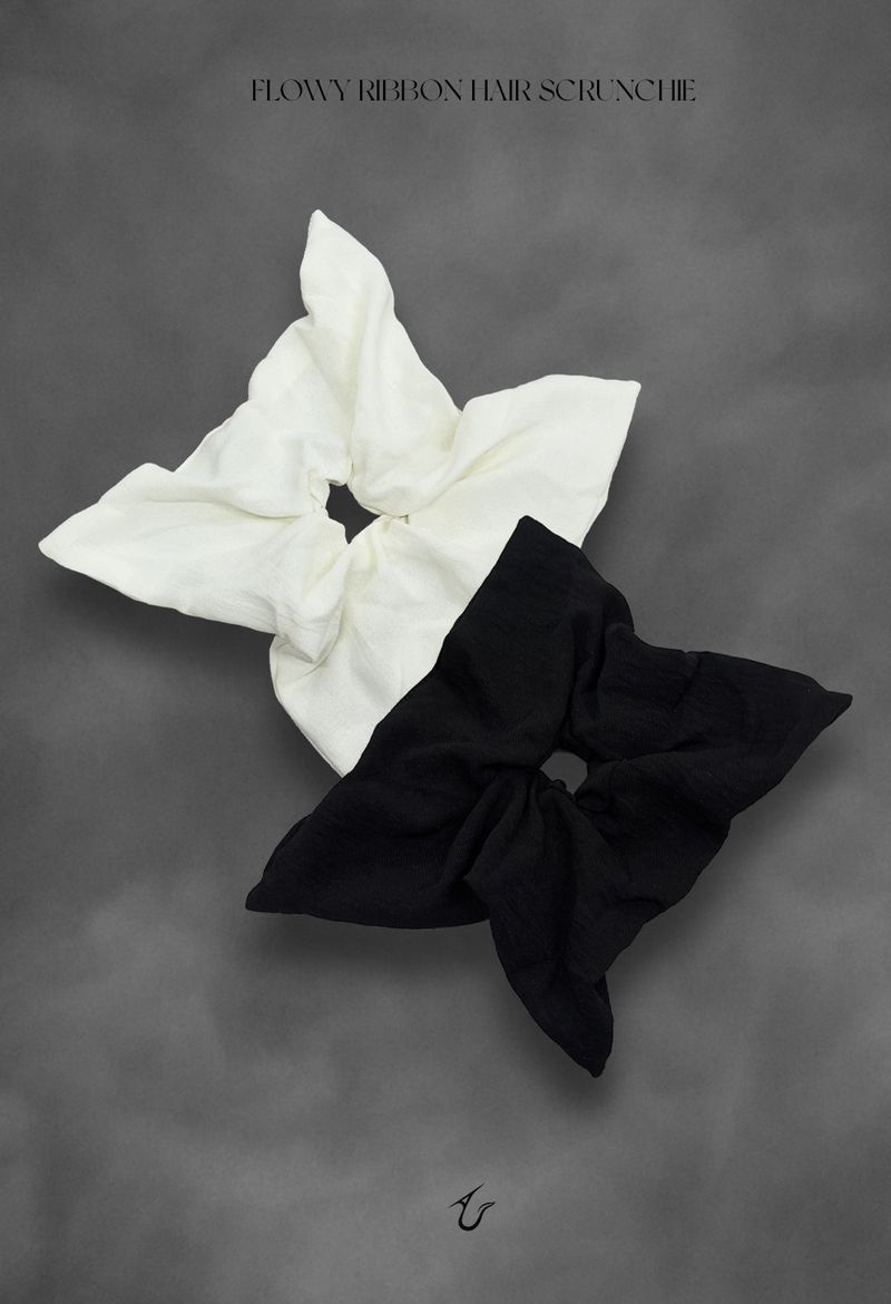 flowy ribbon hair scrunchie (2color)