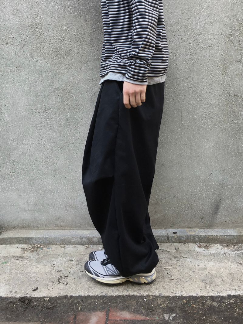 Tail Curved Wide Cotton Pants 4C