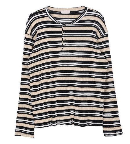 No.0872 stripe HENRY NECK T (3color)