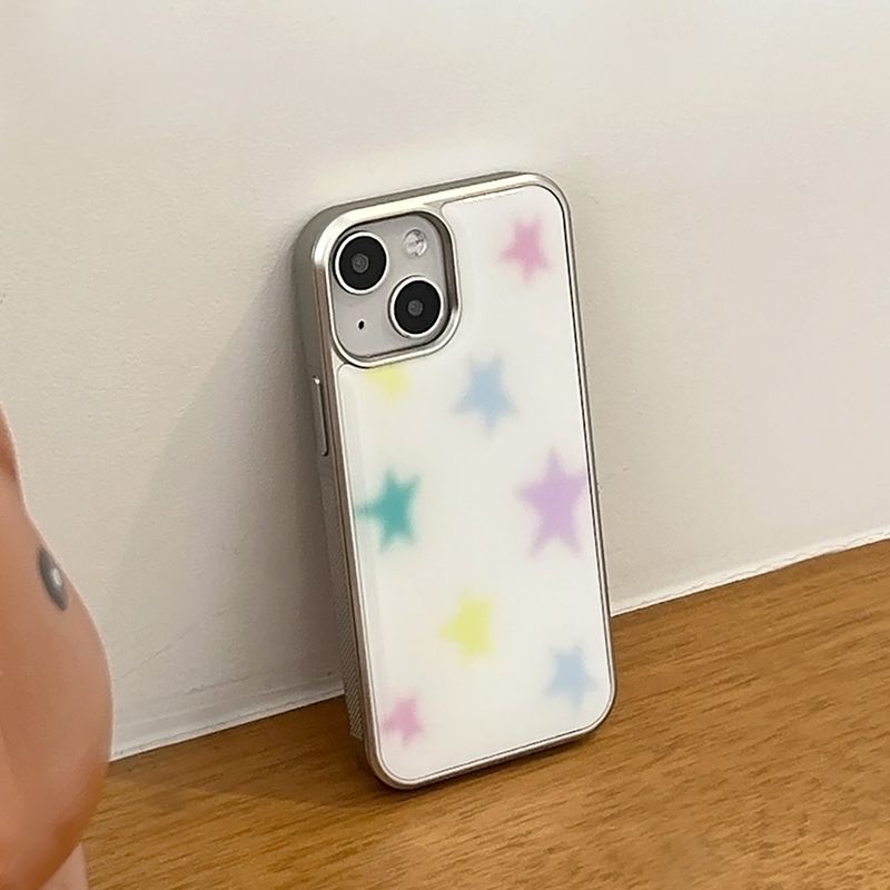 Pastel star epoxy silver bumper case