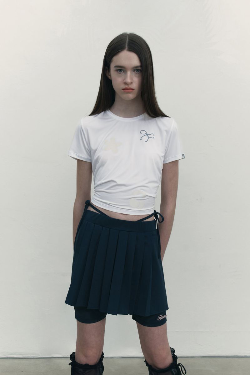 INNER POINT PLEATS MINI SKIRT [DARK NAVY]