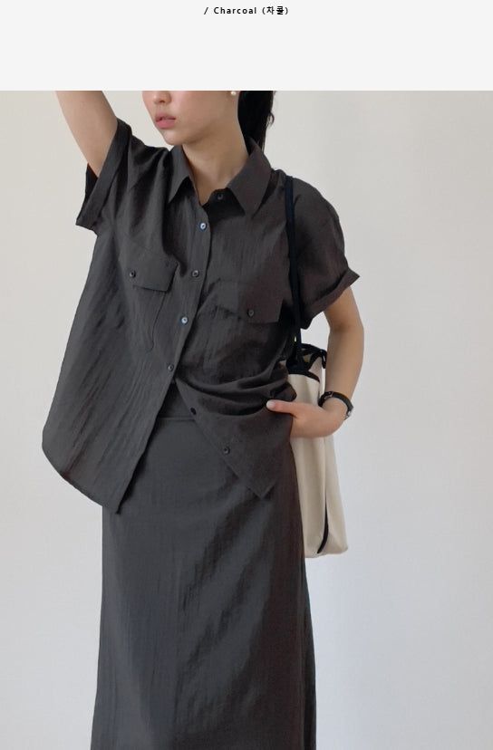Even Nylon High-Waisted Long Skirt