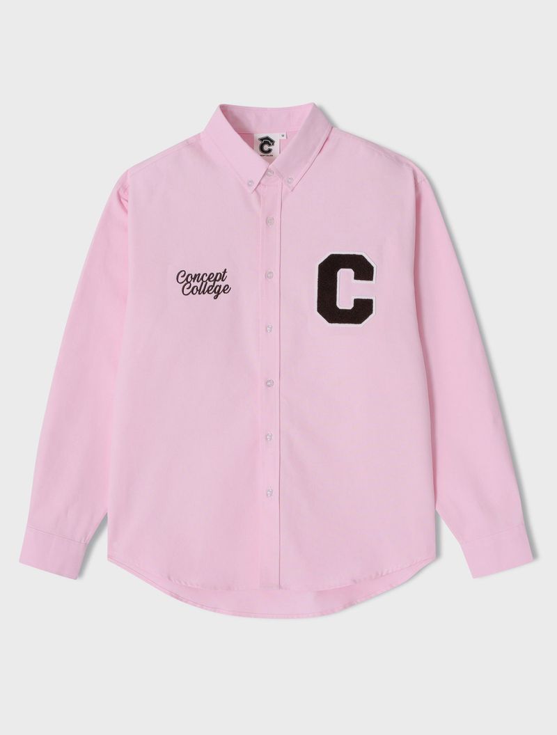 CONCEPT COLLEGE（コンセプトカレッジ）の「Brown C patch Oxford Long-Sleeved Shirt / Pink [Unisex]（Tops）」