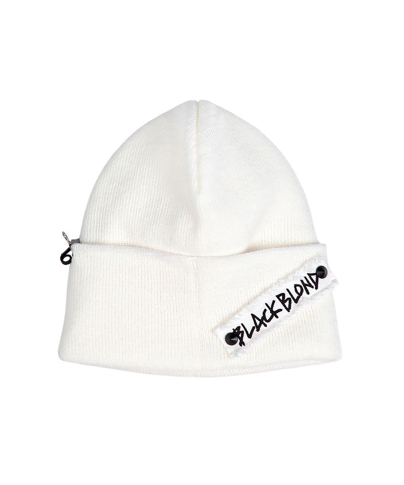 BLACKBLOND(ブラックブロンド)の「BBD Side Patch Long Beanie (White)(Hats)」