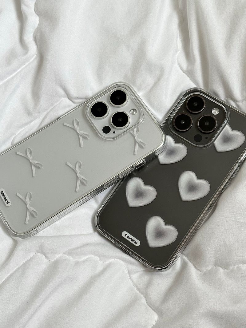 Silver Heart Ribbon Jell-hard case
