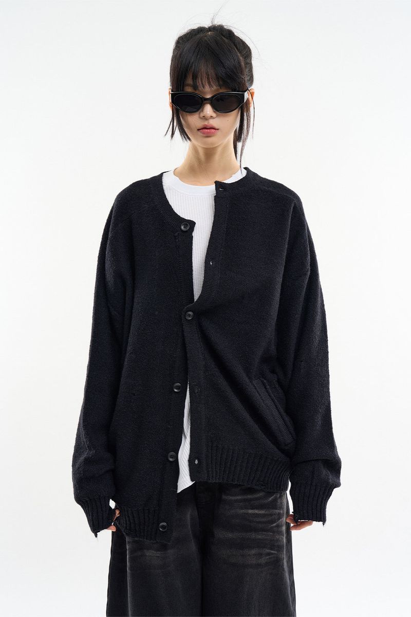 Raucohouse（ラウコハウス）の「Bowen vintage damage wool knit cardigan（Tops）」