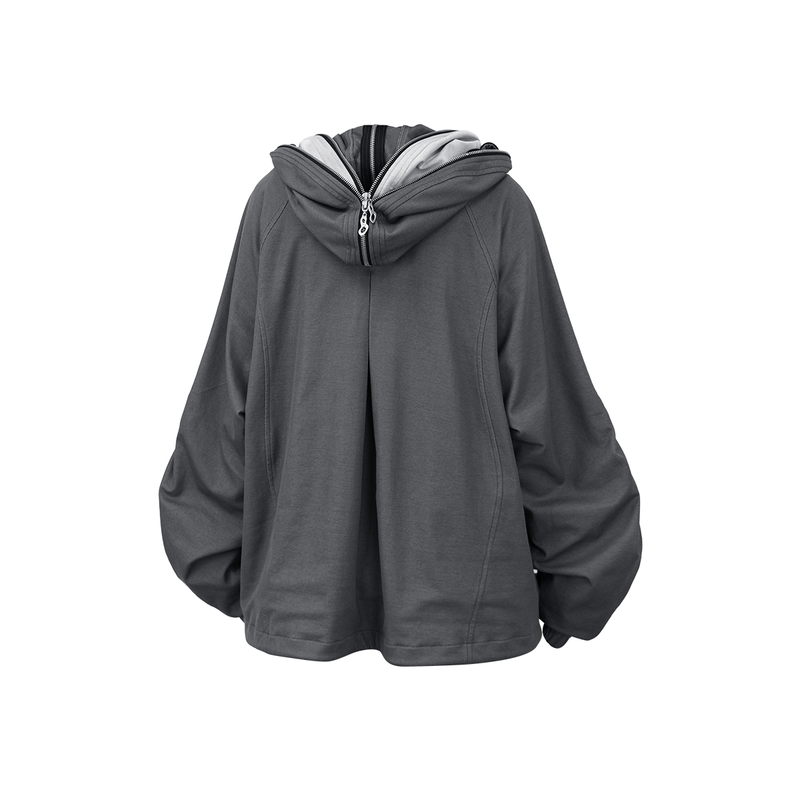 RELABEL (Dream Fracture) Multi-Zip Genuine Double-Layer Cut Four-Zip Hooded Back-Zip Oversized Sweatshirt