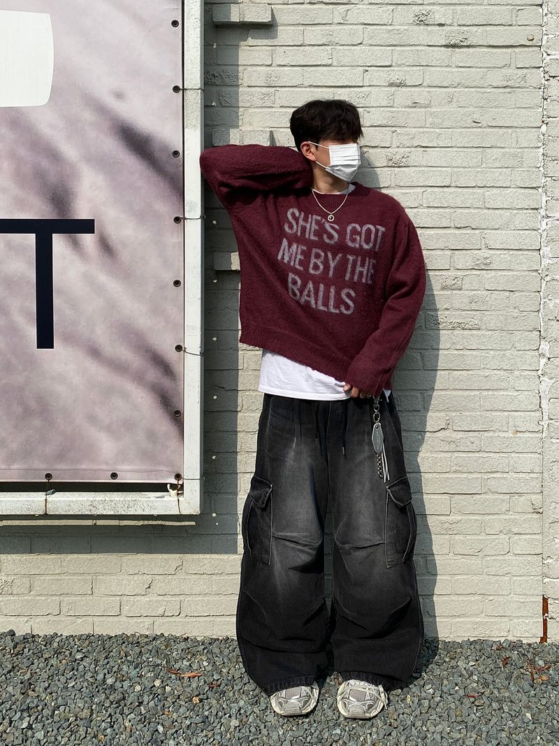 Easy Wool Lettering Knitwear (4color)