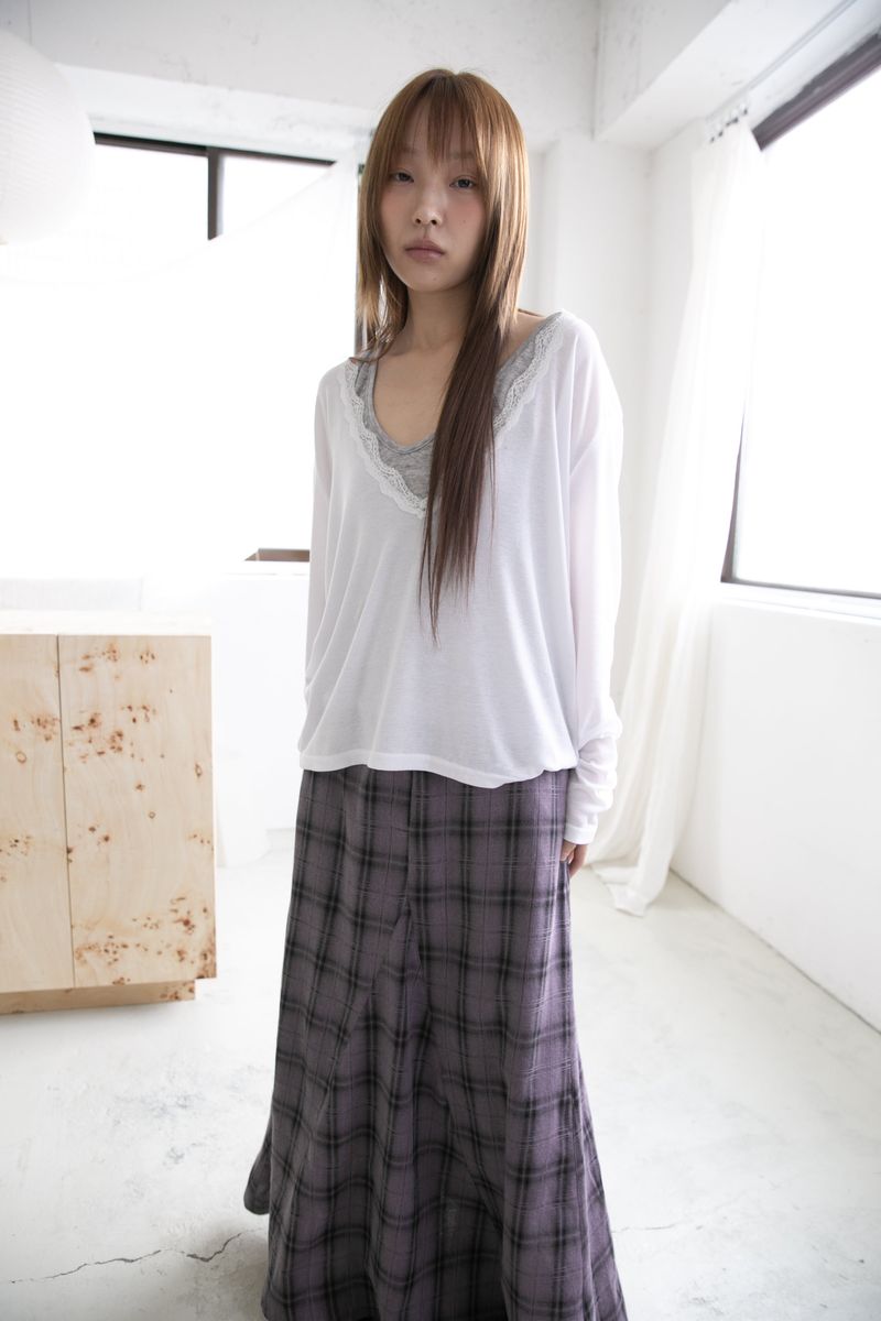 lace v-neck loose top(3colors)