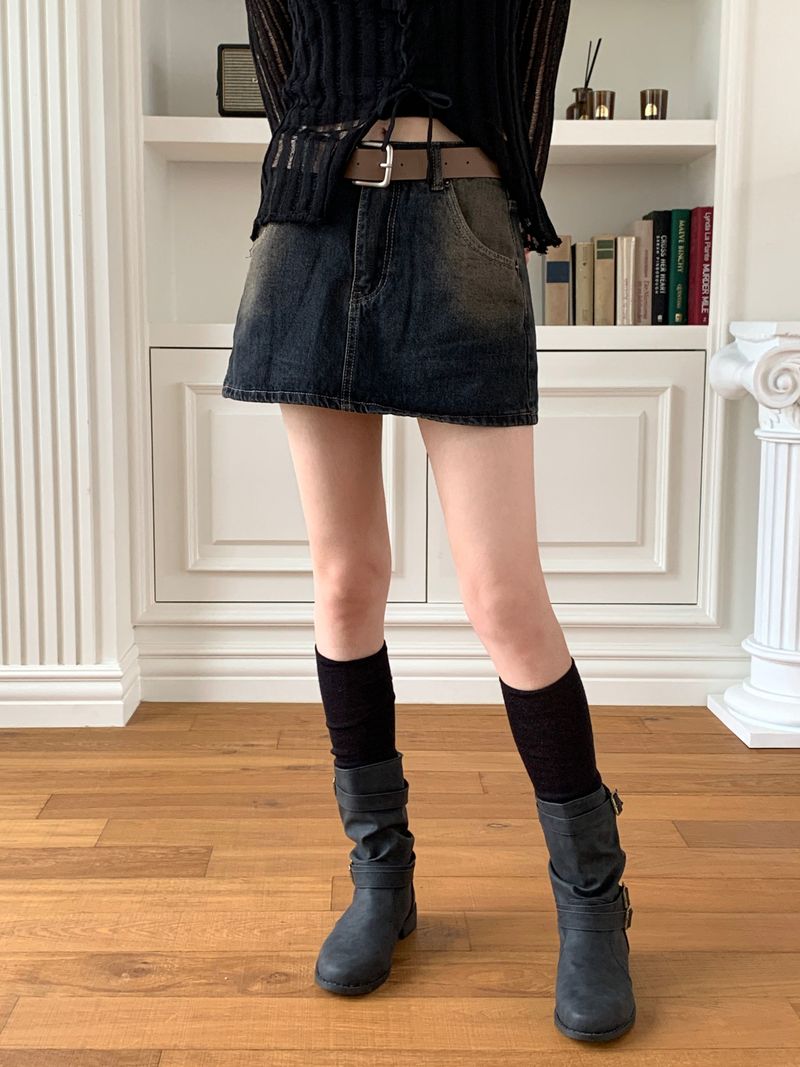 WONDER WONDER（ワンダーワンダー）の「[Belt Set] Konya Y2K Washing Mini Skirt（Skirts）」