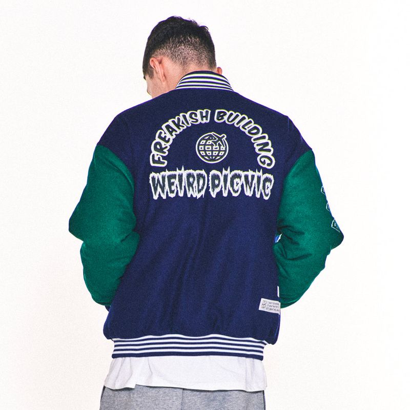 WEIRD PICNIC VARSITY JACKET (NAVY)