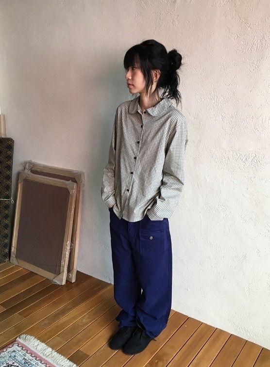 26FW★ [BAONHAUS] Hoimin Round Collar Check Blouse