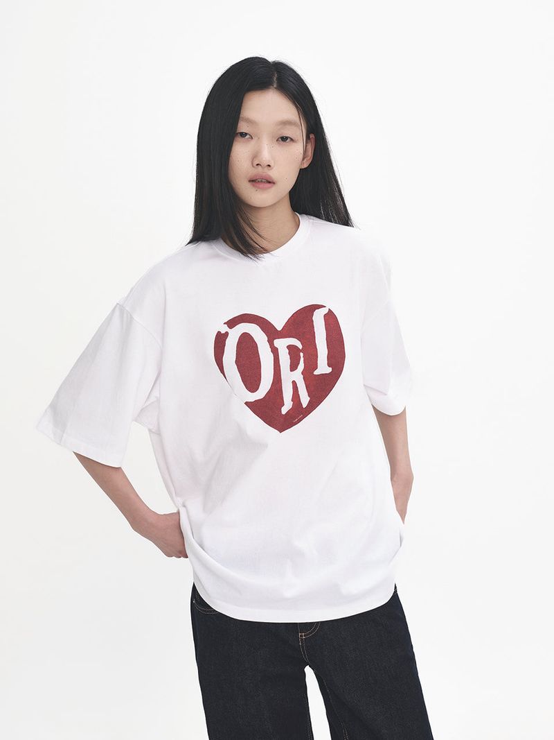 ORIGHH（オライ）の「Over-Fit Vintage Heart Print Short Sleeve T-Shirt（Tops）」