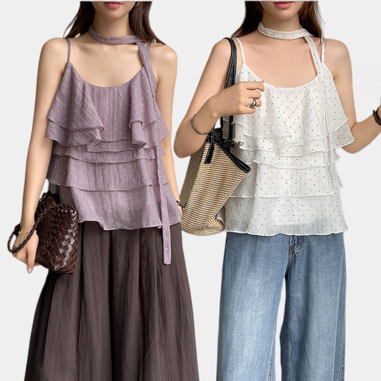 Polka Dot Ruffle Camisole Top