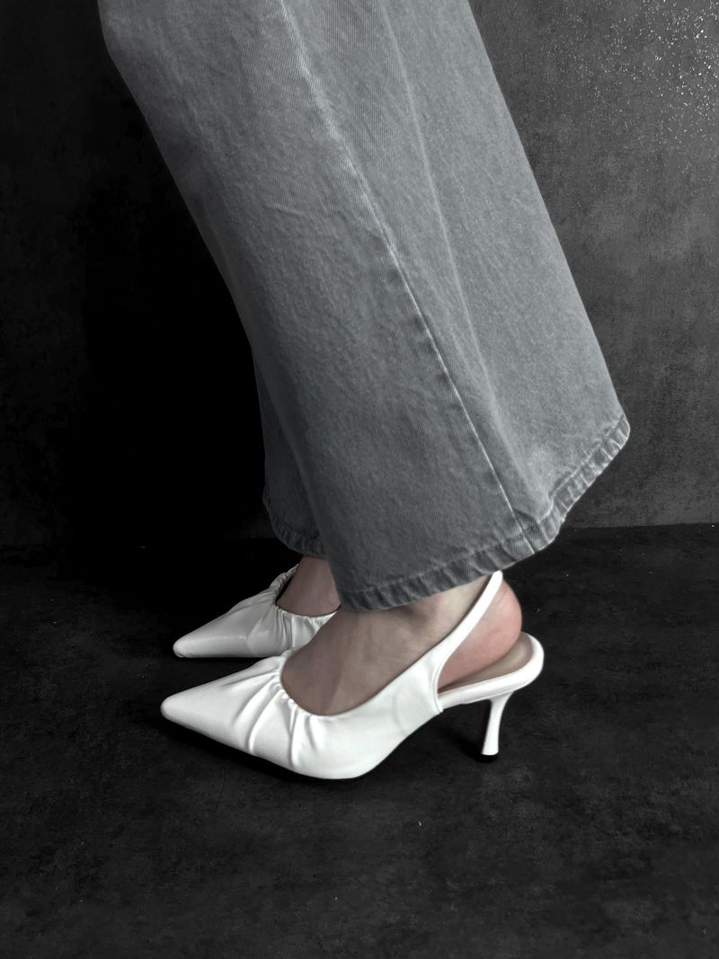 shirring leather stiletto heels (2color)