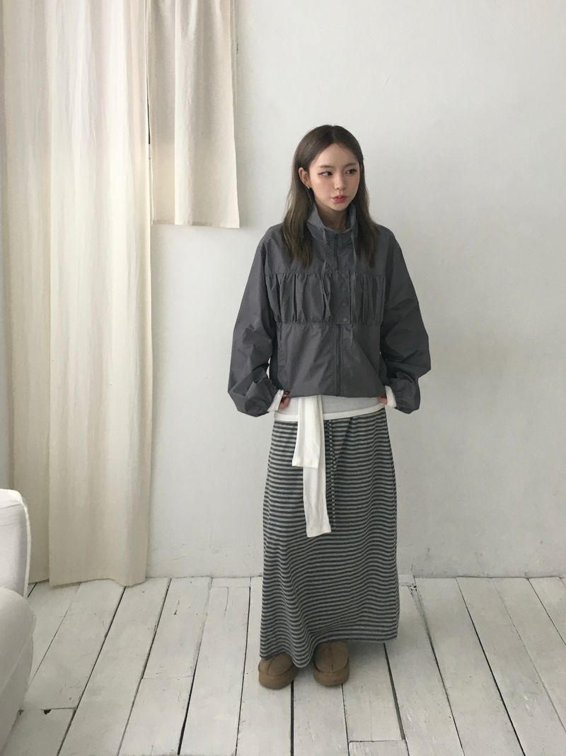 Bunny Stripe Banding Long Skirt (2c)