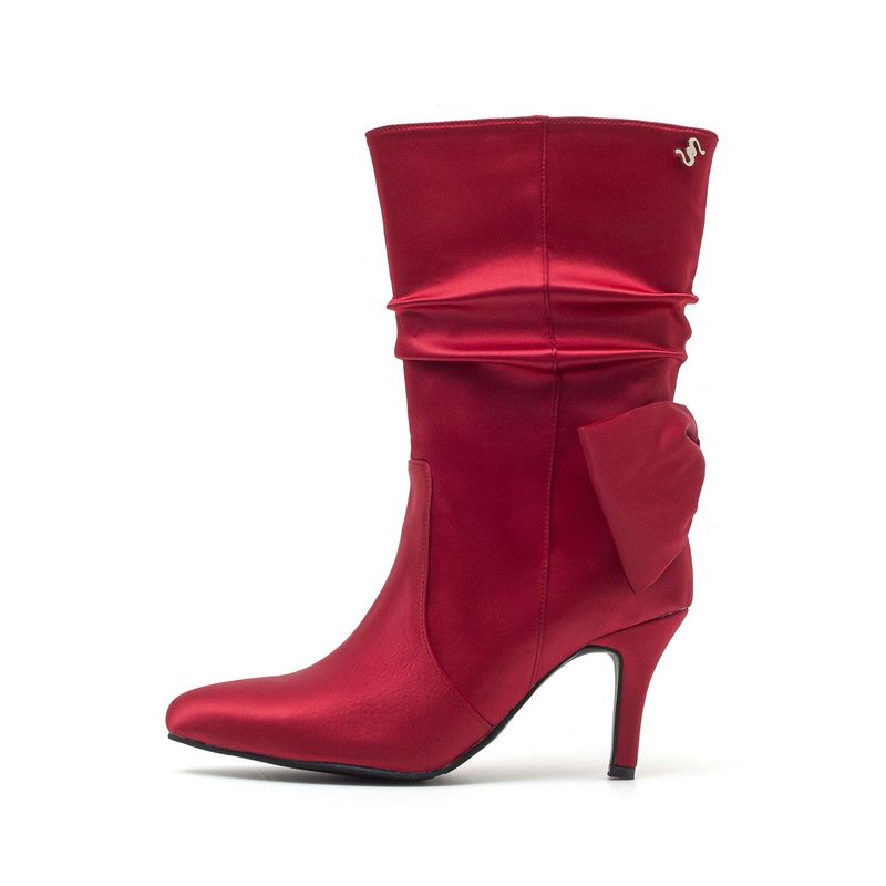 SSIMEEZ（シミズ）の「Satin Ribbon Boots Heel(Red)（Shoes）」