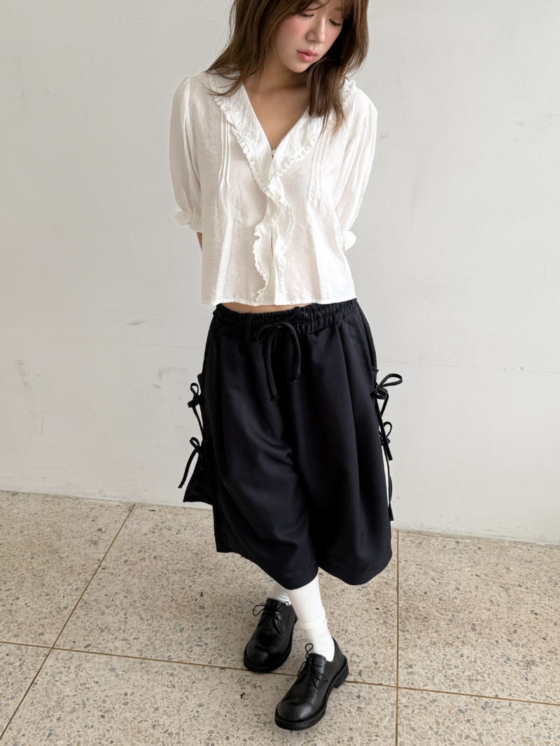 side ribbon wrap pants