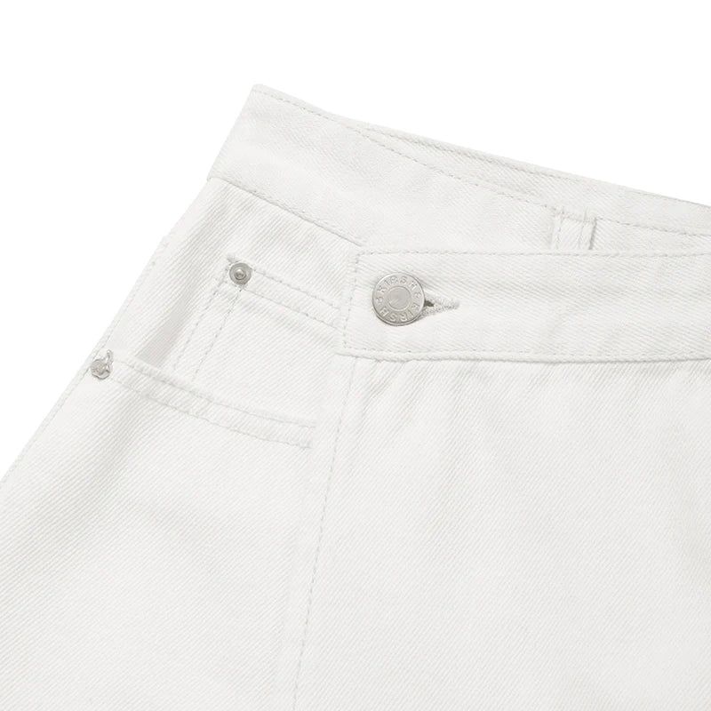 KIRSH PLAIN SEMI WIDE DENIM SKIRT PANTS - WHITE