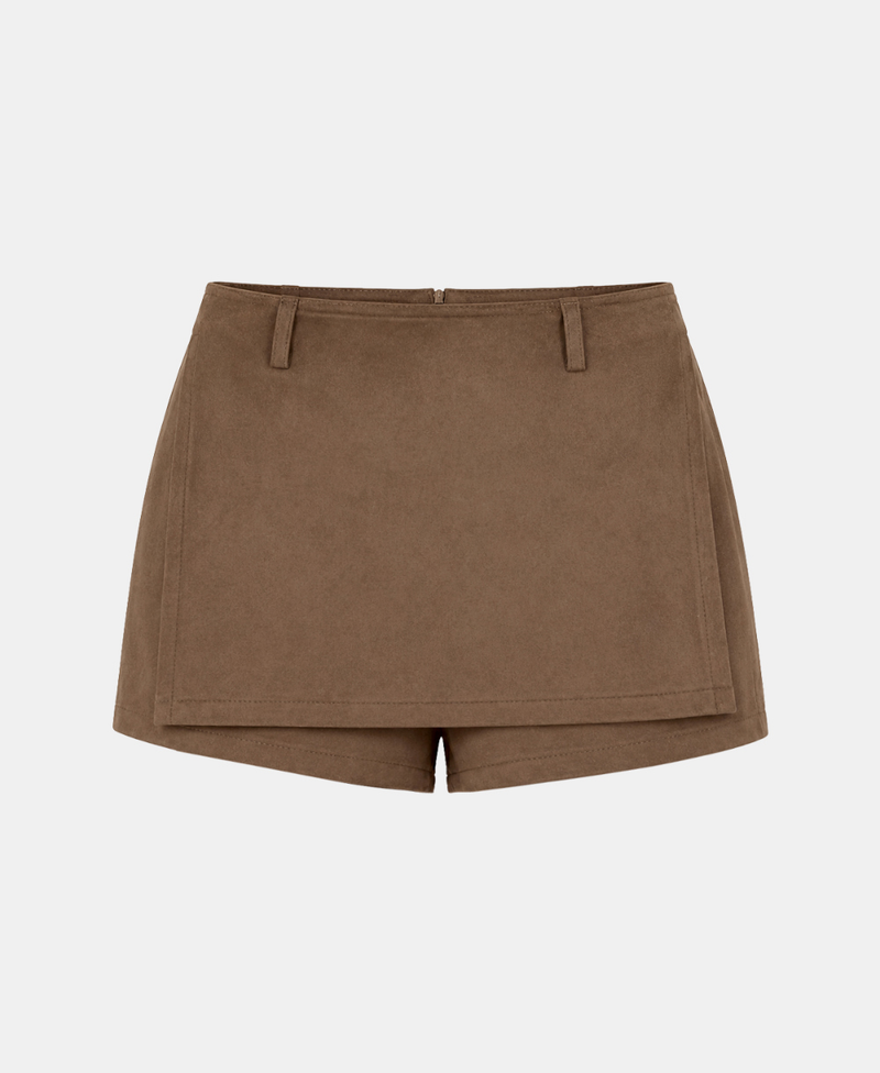 Suede Wrap Mini Skort