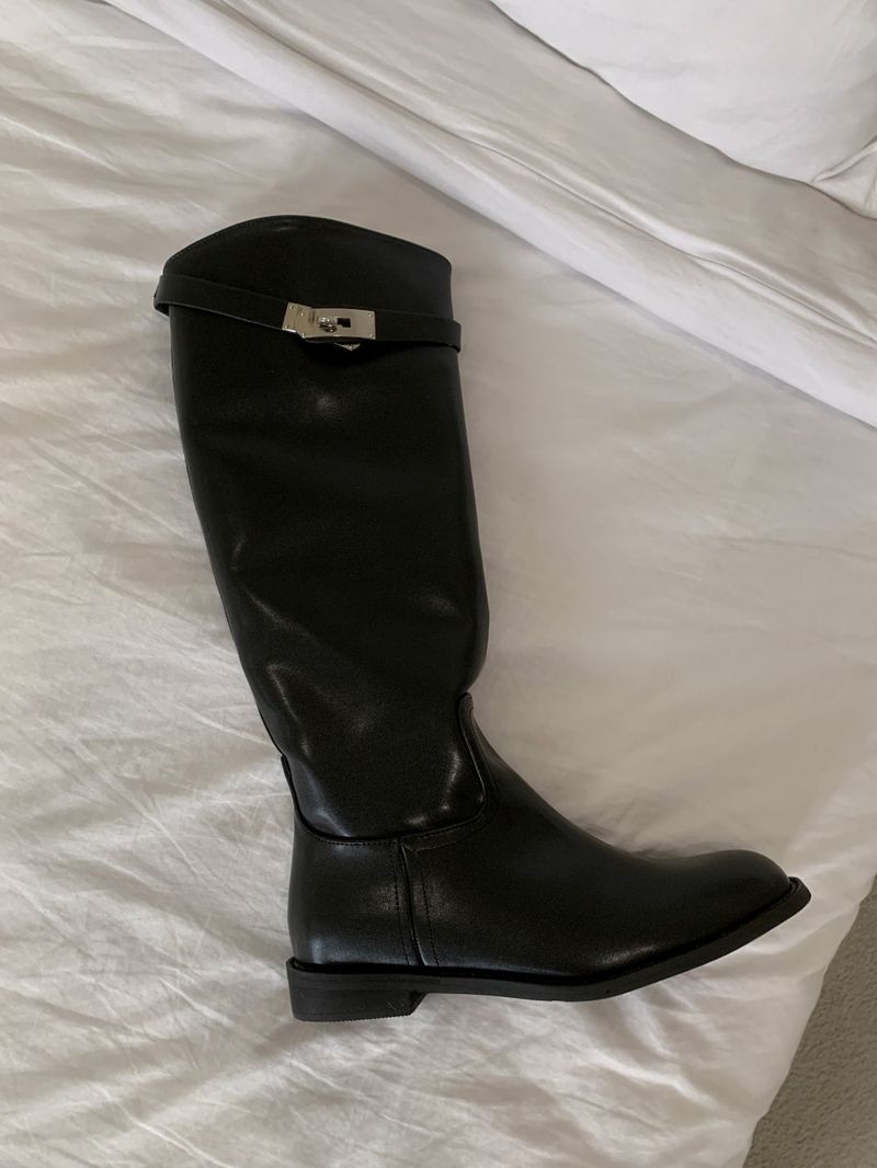 Maison Core Classic Buckle Leather Long Boots