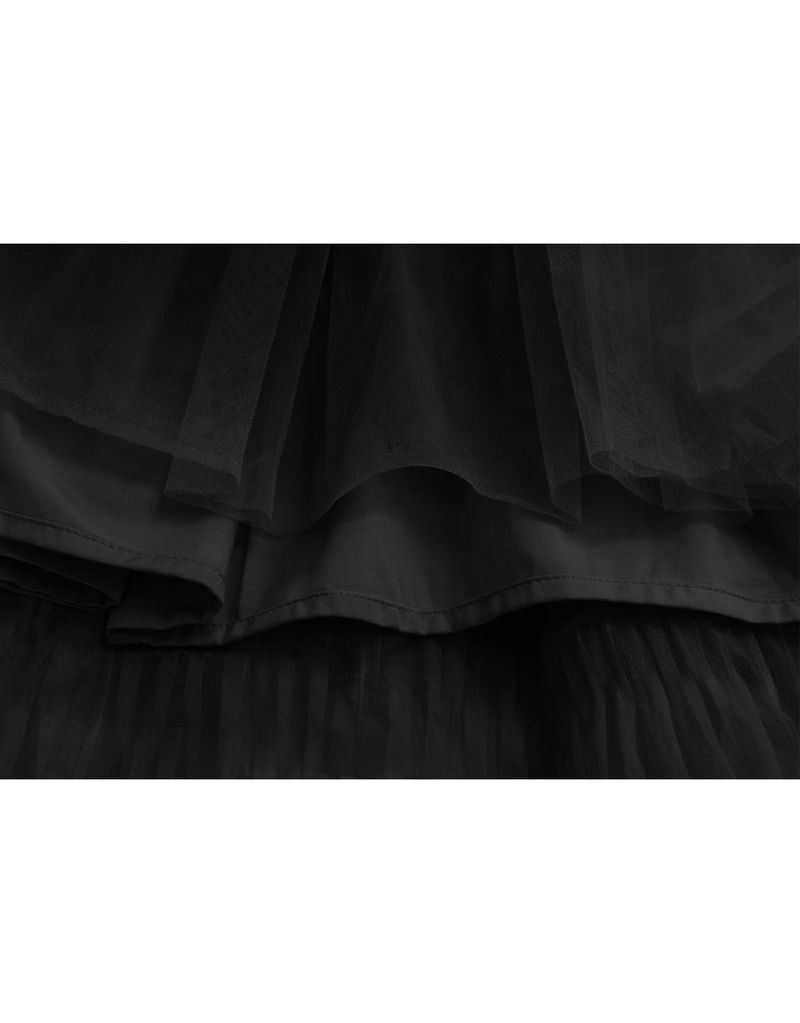 Sera Balletcore Tulle Volume Midi Skirt Black