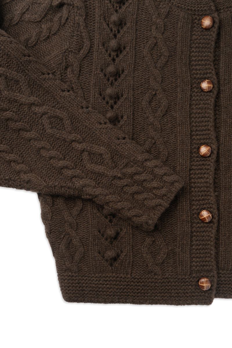 Grandma pom cardigan_brown
