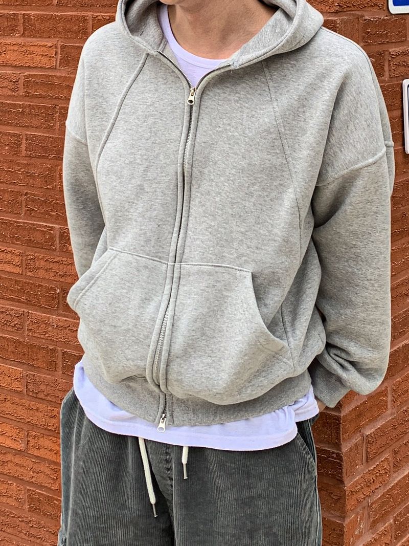 Cut-out sweat hood zip-up