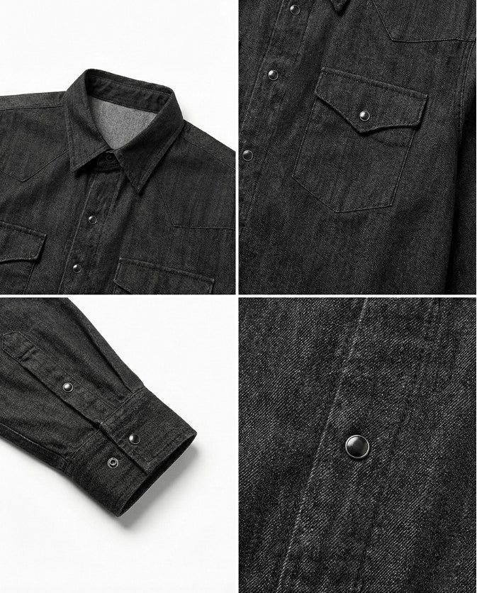 Standard Western Denim Shirt Black