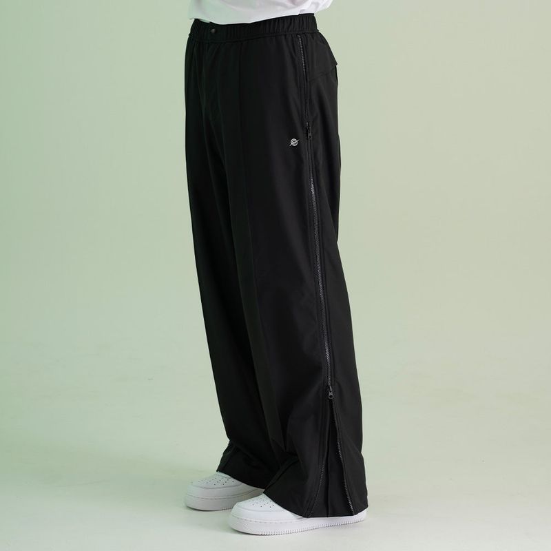 Nylon Span 4 Way Zip Pants - BLACK