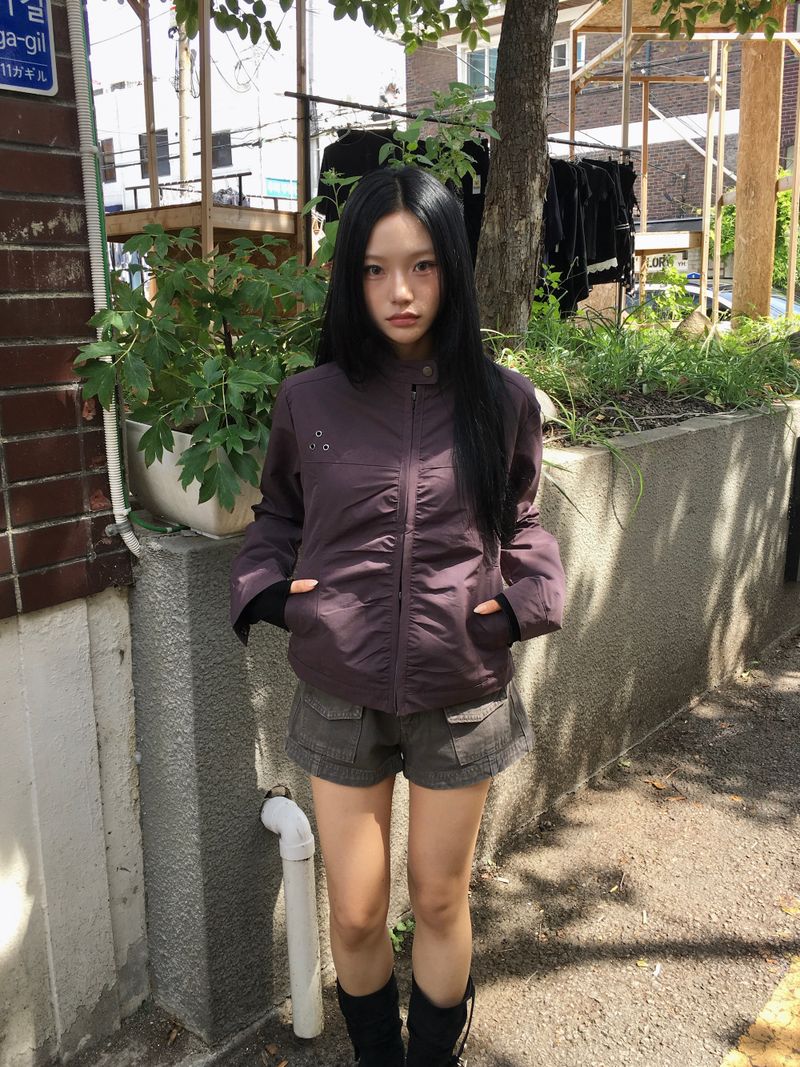 Rosy Shirring Cotton Rider Jacket (3c)