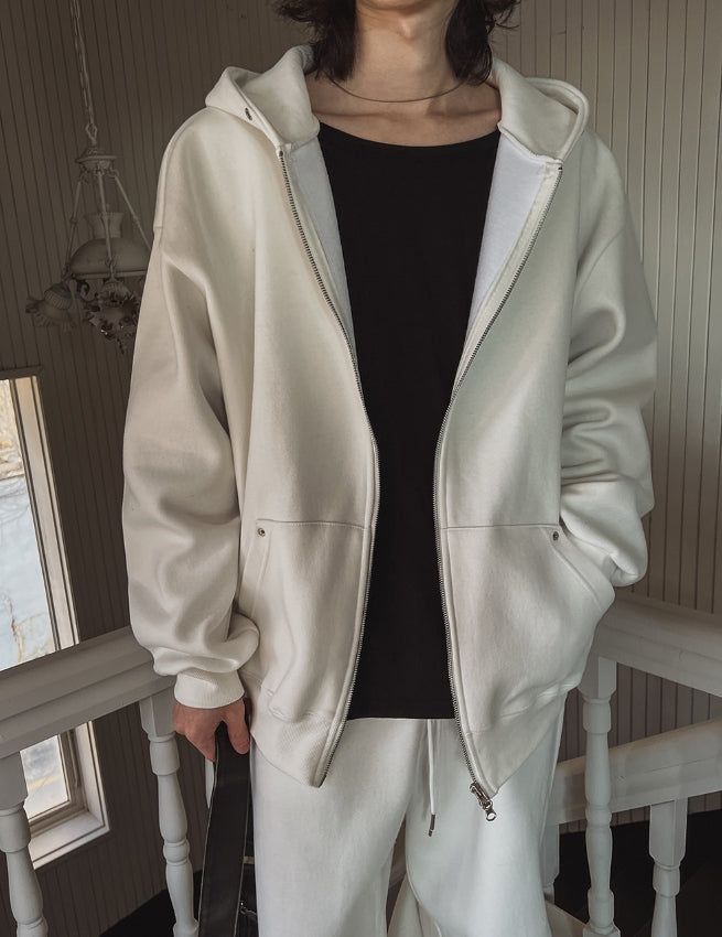 Menlo Rivet Printing Brushed Hood Zip-Up