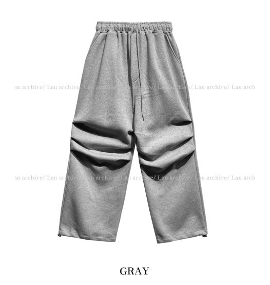 Fit double knee wide cotton training pants